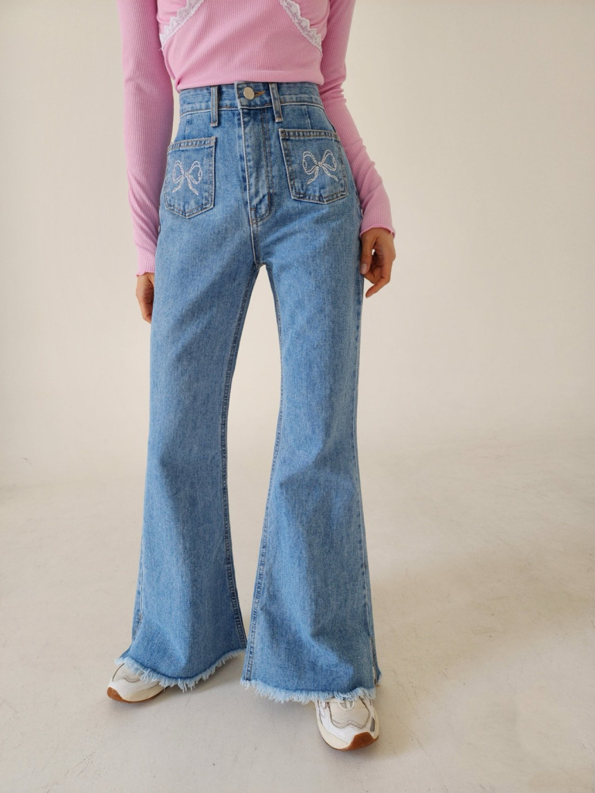 New Fashionable Bow Slit Jeans