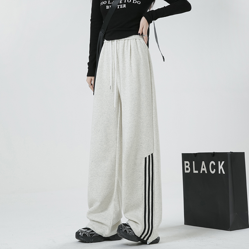 實拍2189#美式運動褲女春秋歐美高街褲子hiphop直筒闊腿衛褲