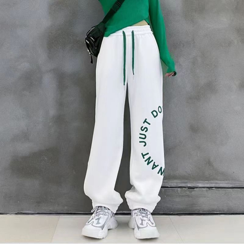 Foot-binding American retro hiphop high street printed sports pants jazz dance loose straight high waist casual pants