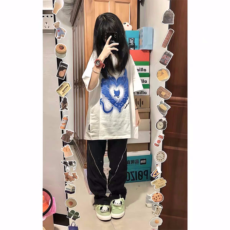 官圖220克/精梳純棉後包領有縫邊S-XXXL夏裝短袖T恤女