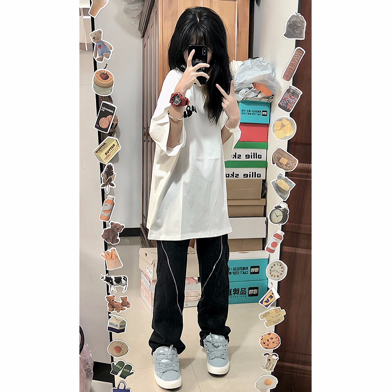 官圖220克/精梳純棉後包領有縫邊S-XXXL夏裝短袖T恤女
