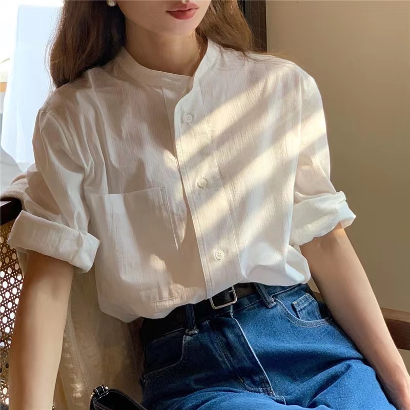白色襯衫女春秋款2024新款襯衣小個子別致漂亮長袖上衣設計感小眾