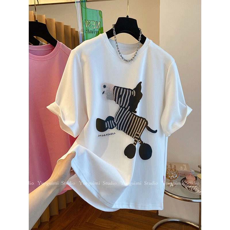 官圖 重磅/精梳純棉 後包領 有縫邊 S-XXXL 夏裝短袖T恤女