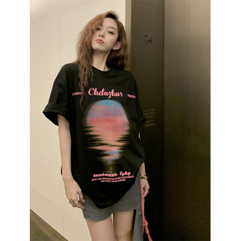 Official picture 220g/combed cotton back collar with seamed edge S-XXXL summer short-sleeved T-shirt for women