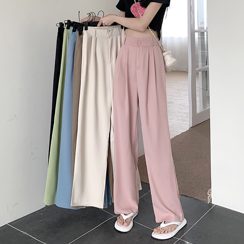 Official photo filament suit trousers women's summer straight drape wide leg trousers high waist casual trousers
