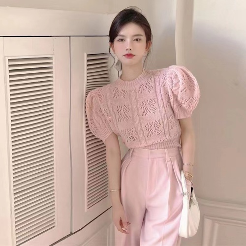 Summer style, age-reducing and chic design, small fragrance style, professional pink casual wide-leg pants two-piece suit for women, fashion