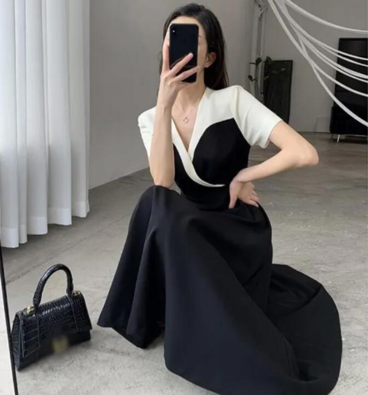 夏季大碼女裝法式復古赫本風連衣裙氣質女神范A字裙 M-4XL200斤