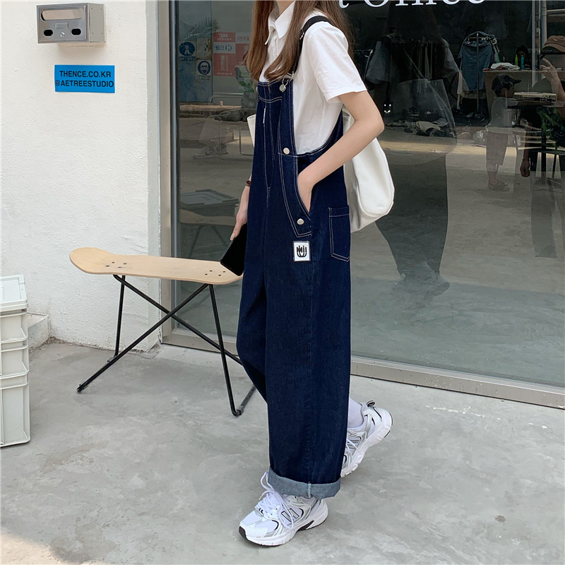 實拍夏裝大碼胖mm時髦設計感工裝連體褲寬鬆連體褲M-5XL200斤