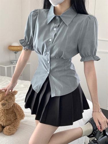 Liberal arts student white short-sleeved JK black box pleated skirt lady college style suit