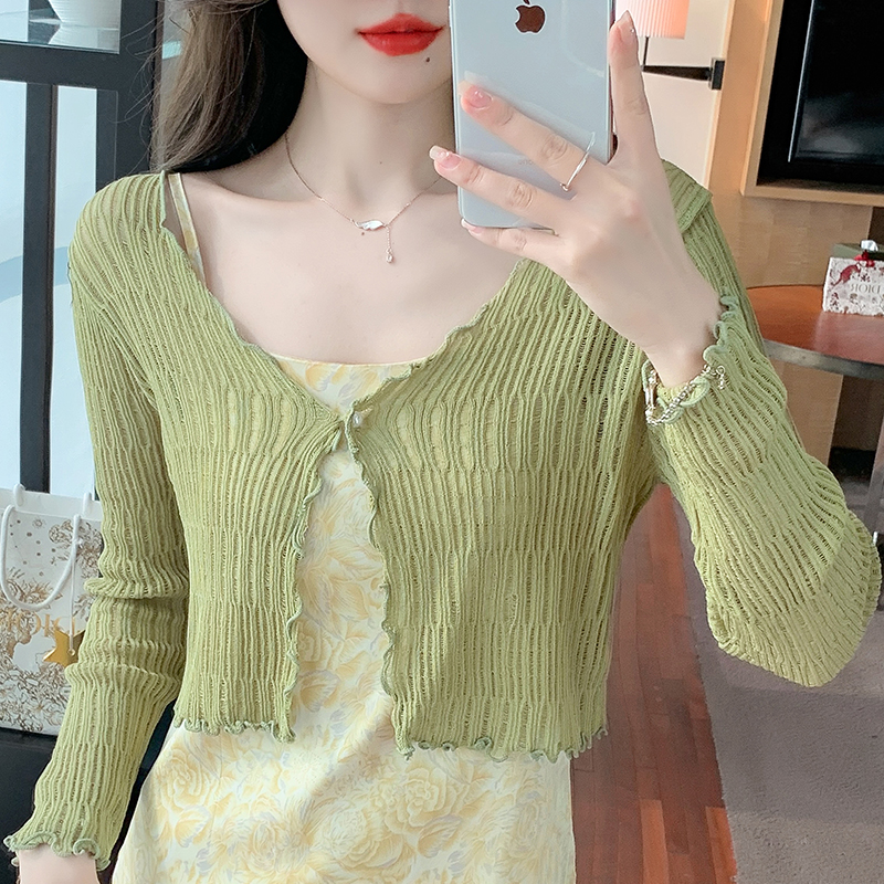 Already shipped 2024 spring and summer real shot plus size new short lace-up cardigan small coat with ear edges