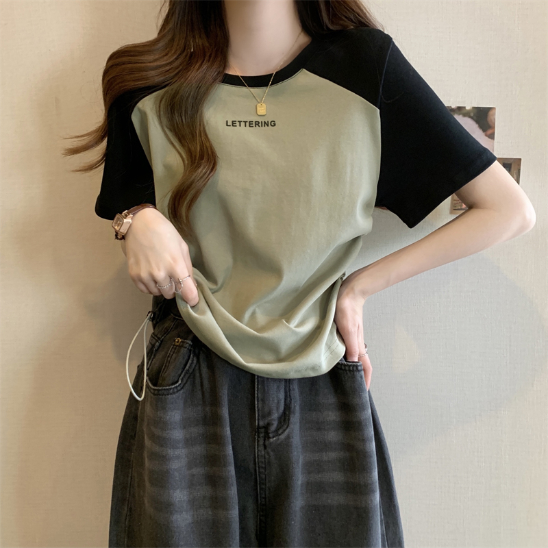 Pure cotton back strip 200g combed tightly New short-sleeved t-shirt women's print Tmall quality