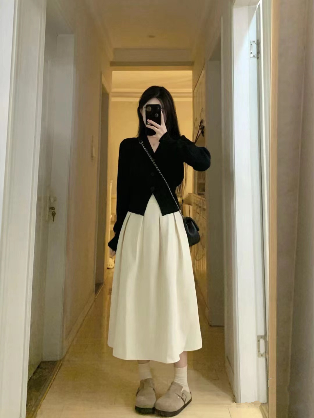 New Korean style salt-based ladylike temperament waist slimming design sweater tutu skirt suit