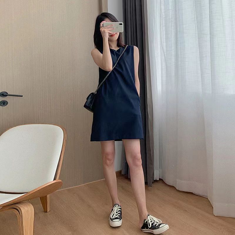 Summer new Korean chic Mori girl retro Hepburn style sweet first love little sleeveless dress
