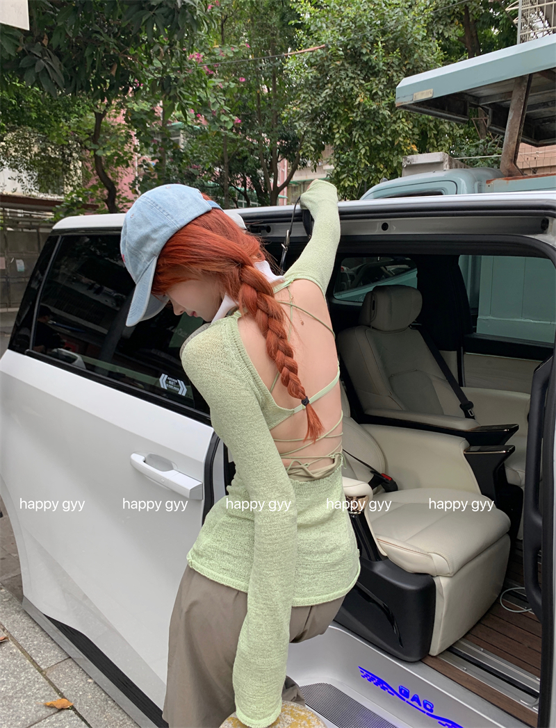 Real shot~Three colors/2024 new ins hot girl outfit sexy high-end back-beautiful chic backless top