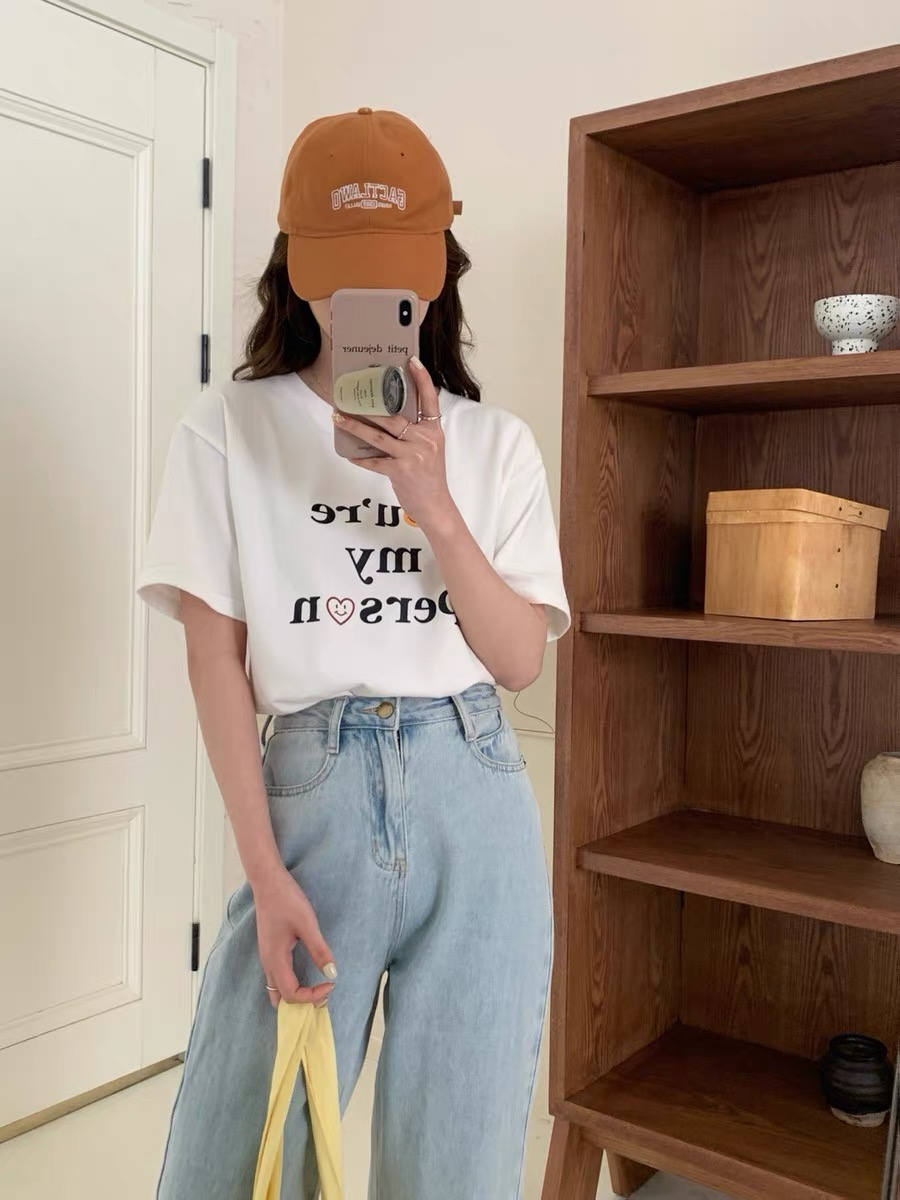 American spring and summer short-sleeved T-shirt high street design new t-shirt pure cotton top for women