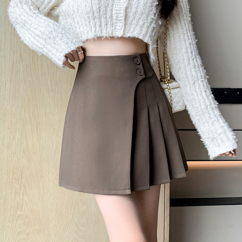 Pleated skirt 2024 new autumn high-waist skirt fat mm covers the belly and looks slimming irregular a-line skirt