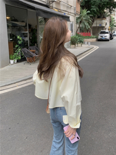Real shot!  Simple design short shirt women's Korean shirt jacket 2024 spring new versatile top