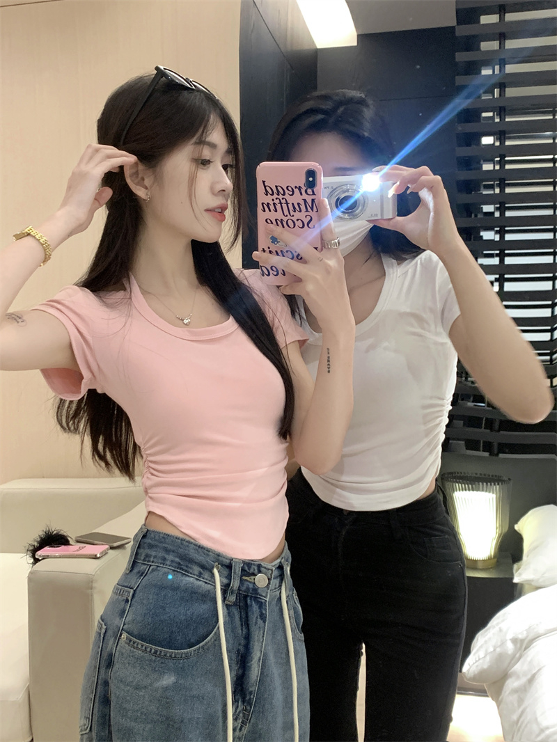 Pure cotton back strip 210g Odell 92 cotton 8 spandex short-sleeved T-shirt women solid color Tmall quality