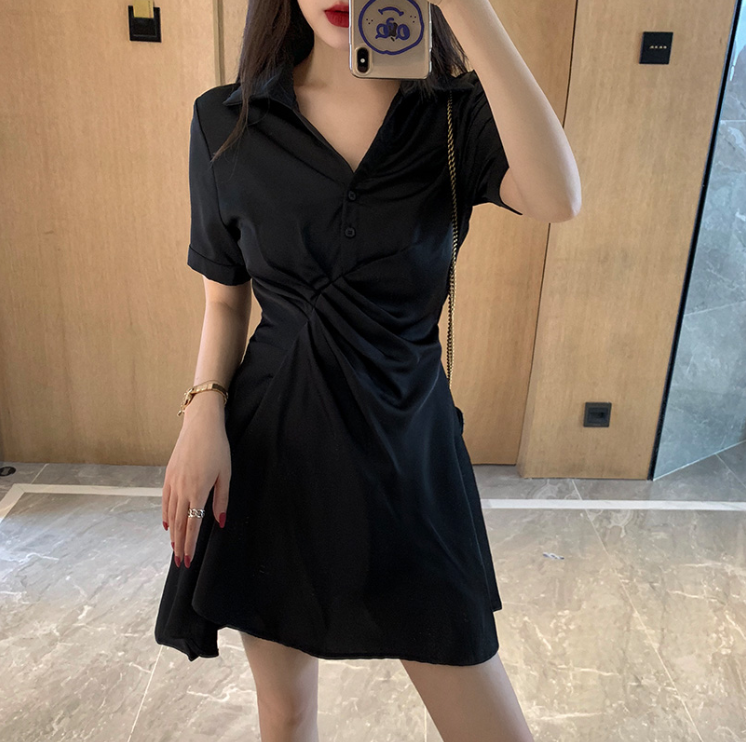 2024夏季新款大碼女裝胖MM遮肚子顯瘦褶皺收腰連衣裙 M-4XL200斤