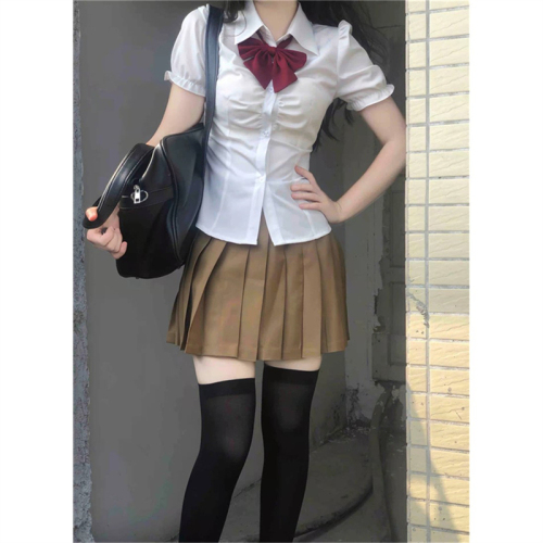 Pure lust hottie waist-cinching short skirt jk uniform suit new gray pleated dress for women