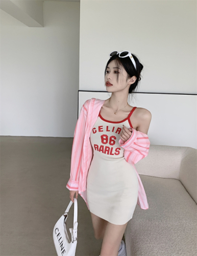 Actual shot ~ 3 colors/spring new trendy wear slimming and hip-hugging hottie suspender dress for women