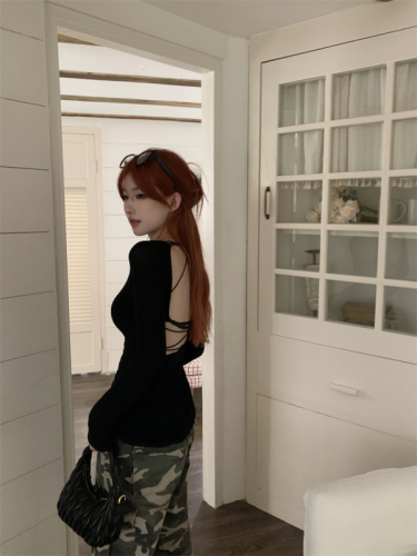 Real shot~Three colors/2024 new ins hot girl outfit sexy high-end back-beautiful chic backless top
