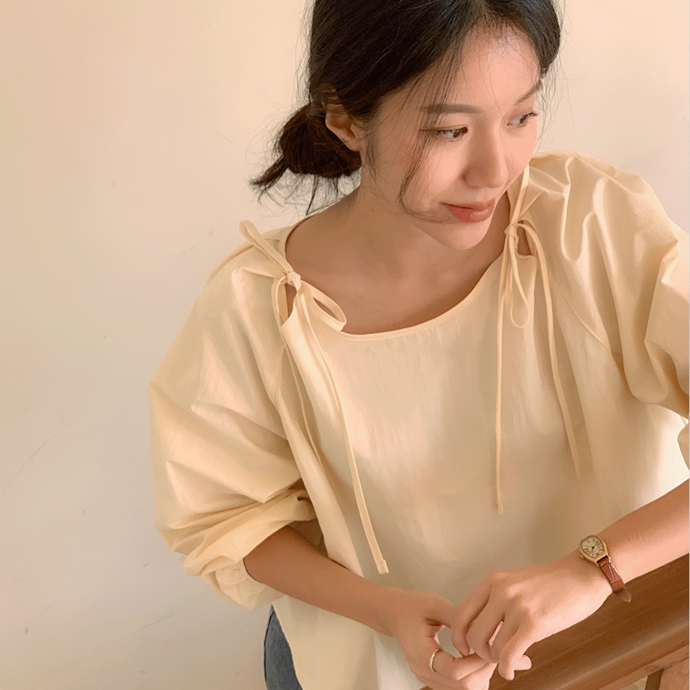 chic Korean style spring niche simple small fresh bow drop shoulder sleeves sun protection loose shirt top