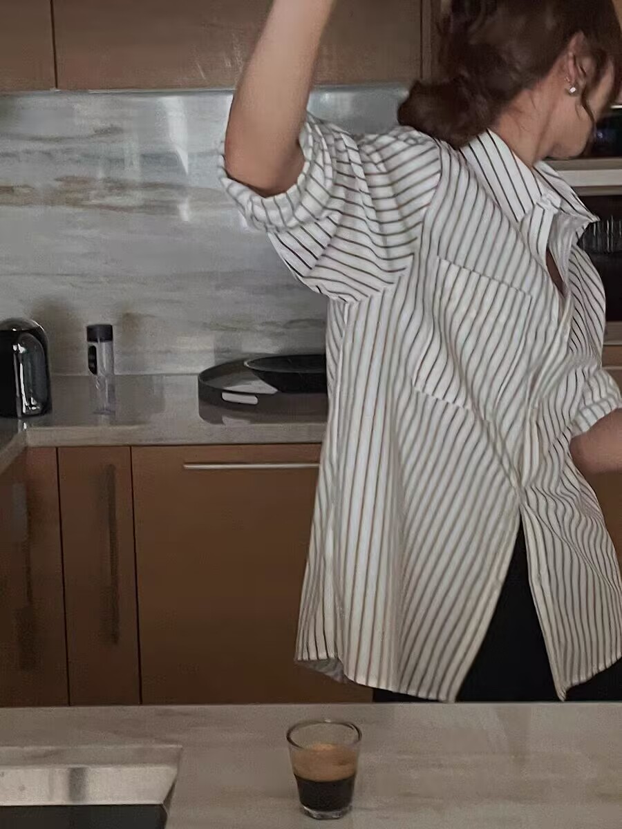 法式豎條紋襯衫女早秋季長袖高級感小眾別致復古港味疊穿襯衣春秋