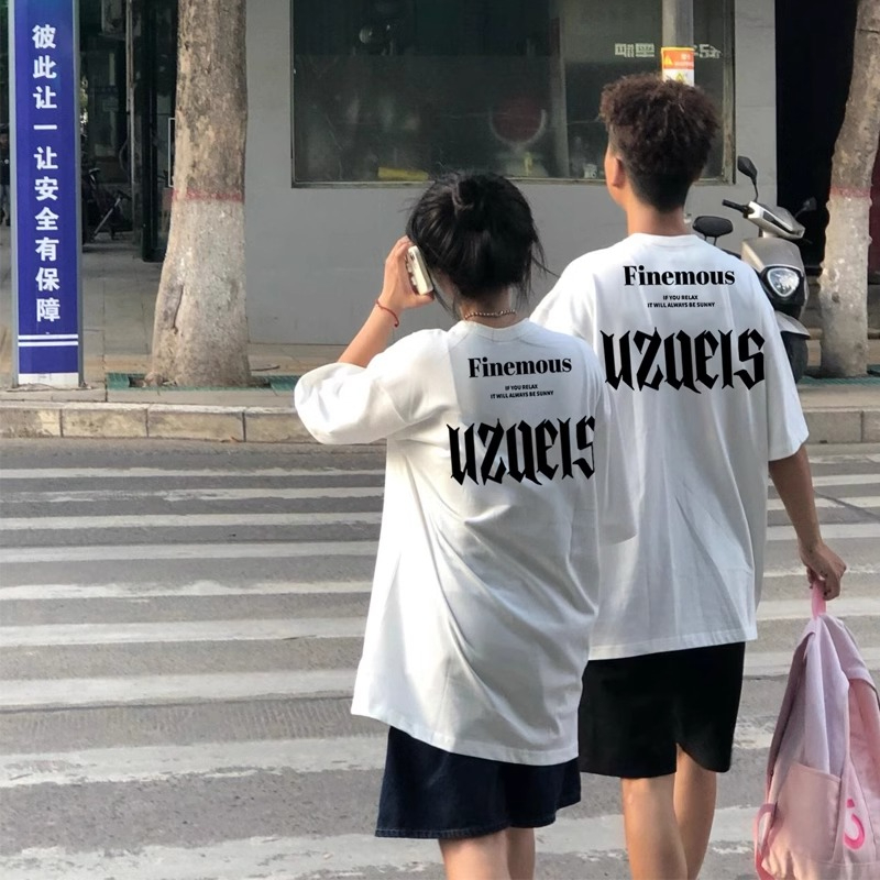 情侶裝2024新款網紅夏季T恤高級感潮牌法式特別的短袖衣服很仙的