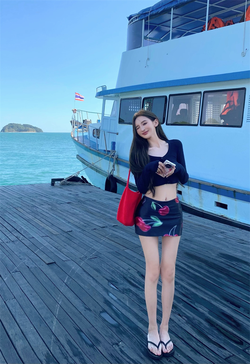 實拍  洋氣純欲氣質辣妹修身顯瘦上衣半身裙套裝
