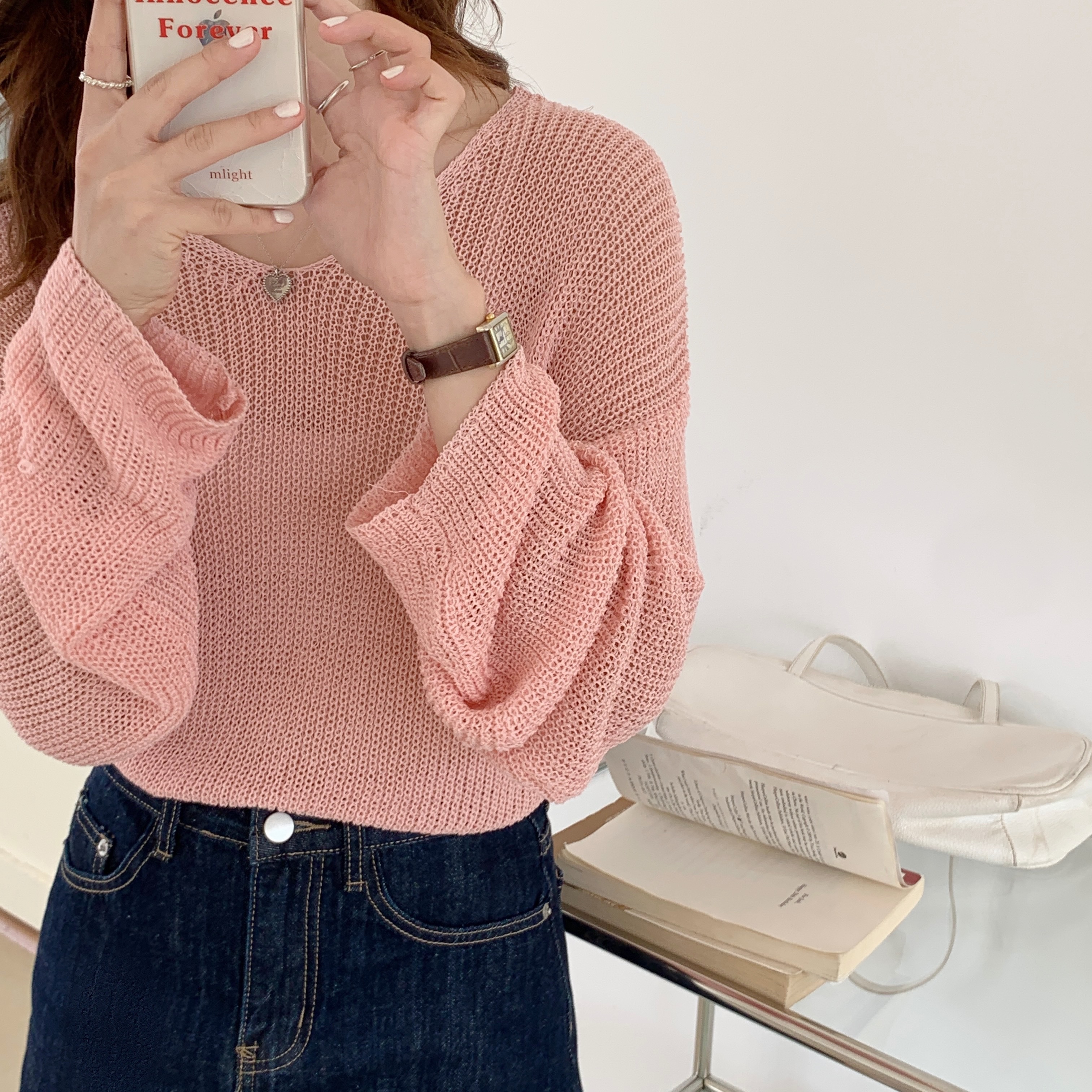 Actual shot ~ Large size fat mm loose and lazy style v-neck sun protection blouse Korean style long-sleeved knitted sweater for women