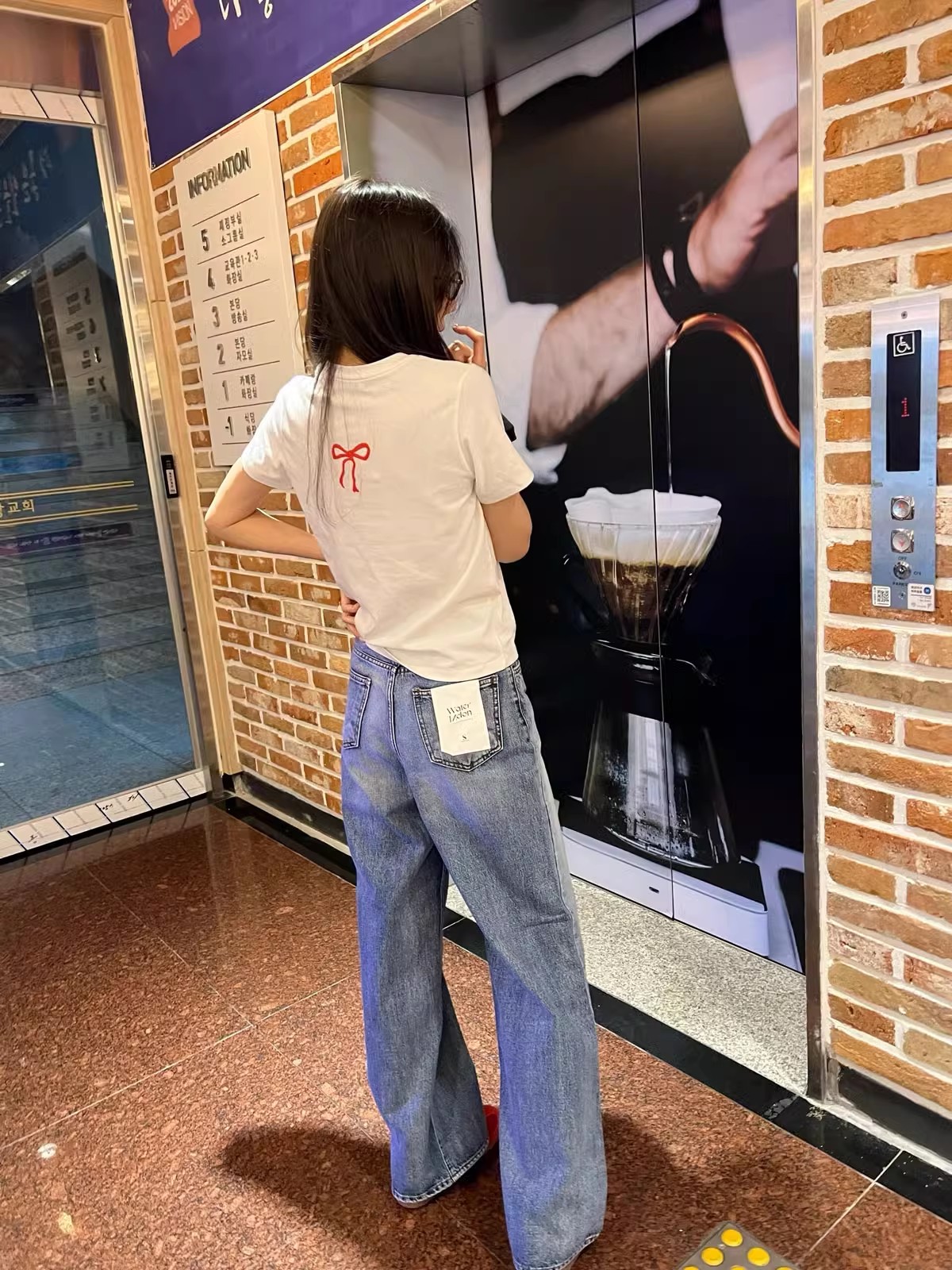 純棉210克40支奧代爾帶彈力直播品質前後 印花修身短袖t恤女