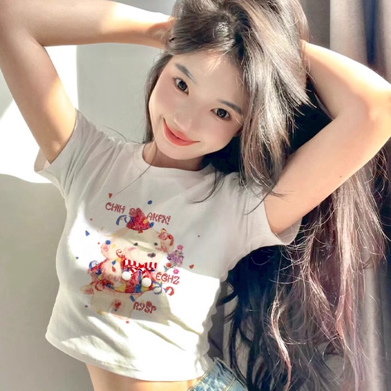 1*1純棉 高彈力美式夏季純欲辣妹短款修身小眾設計感別致上衣