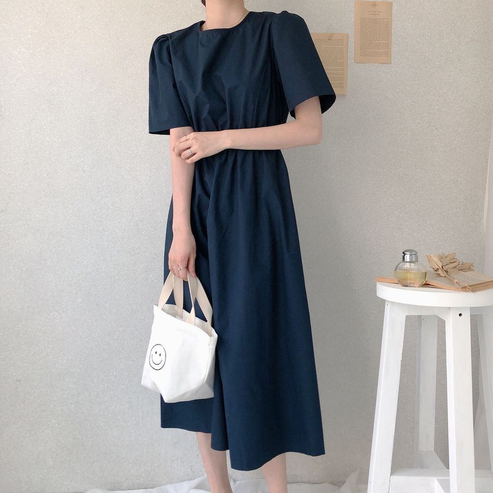 The size has been updated. Korean chic Korean style summer discreet backless fashionable design waist dress