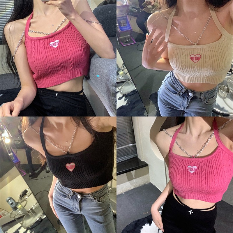 港風小吊帶背心女內搭法式甜辣風上衣打底衫外穿短款夏季抹胸辣妹