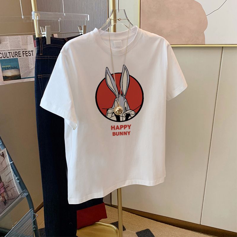 官圖220克/精梳純棉後包領有縫邊S-XXXL夏裝短袖T恤女