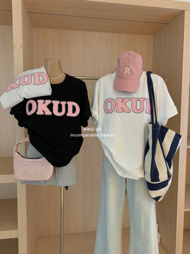 官圖 重磅/精梳純棉 後包領 有縫邊 S-XXXL 夏裝短袖T恤女