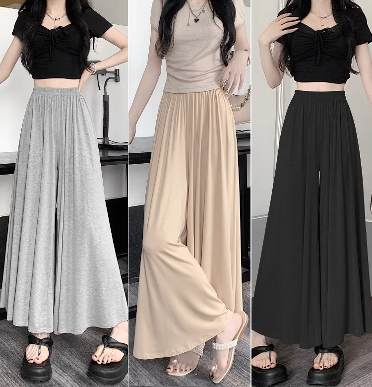 Fashionable super hot elastic waist flutter pants skirt women summer thin modal wide leg pants high waist loose drape