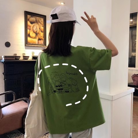 短袖t恤女夏季女裝新款寬鬆大碼韓版原宿風牛油果綠學生上衣