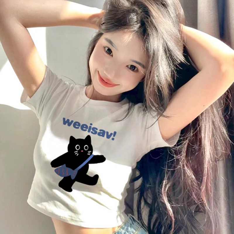 1*1純棉 高彈力美式夏季純欲辣妹短款修身小眾設計感別致上衣