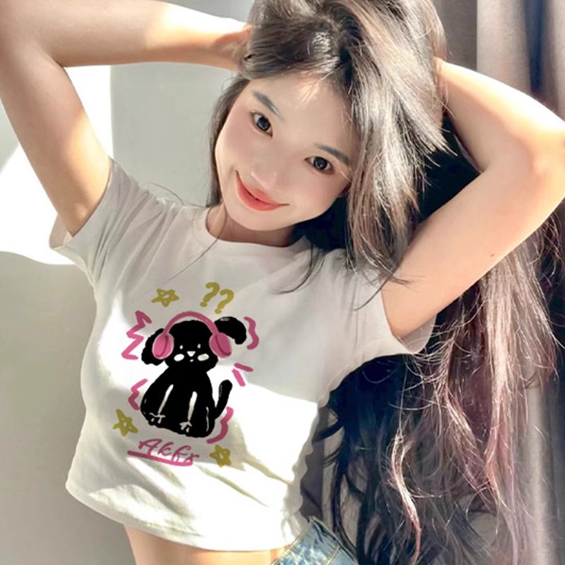 1*1純棉 高彈力美式夏季純欲辣妹短款修身小眾設計感別致上衣