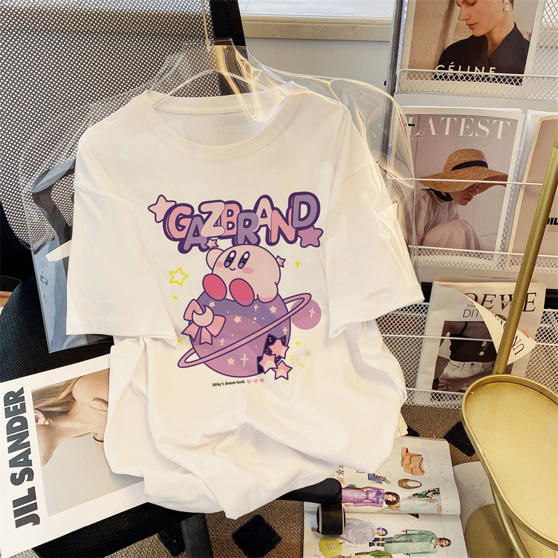 Combed cotton summer short-sleeved T-shirt for women loose Korean style