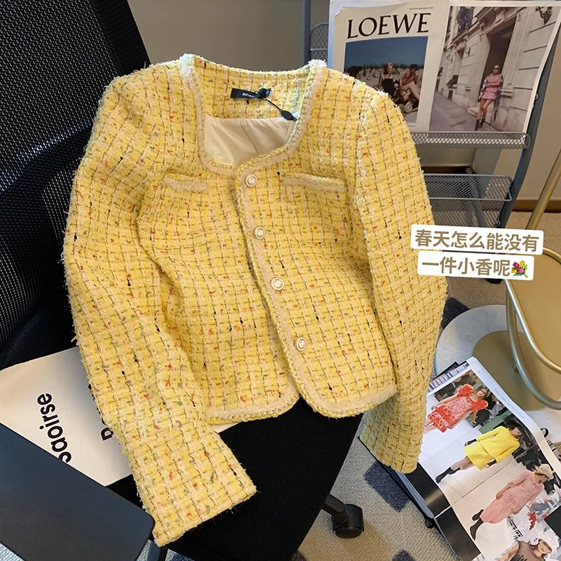 官圖小香風有內里名媛小香風短款外套女設計感短上衣女