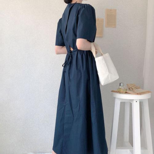 尺寸已更新 韩国chic 韩系夏季小心机露背时尚设计感收腰连衣裙
