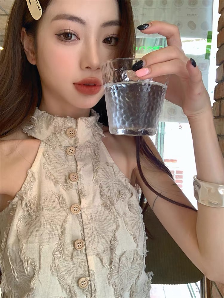 掛脖流蘇小背心女夏季外穿短款露肩吊帶純欲甜辣妹上衣