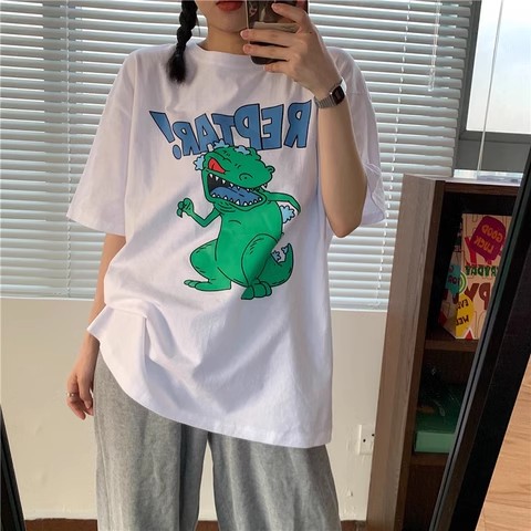 夏季韓版新款寬鬆印花減齡中長款網紅超火短袖T恤上衣女