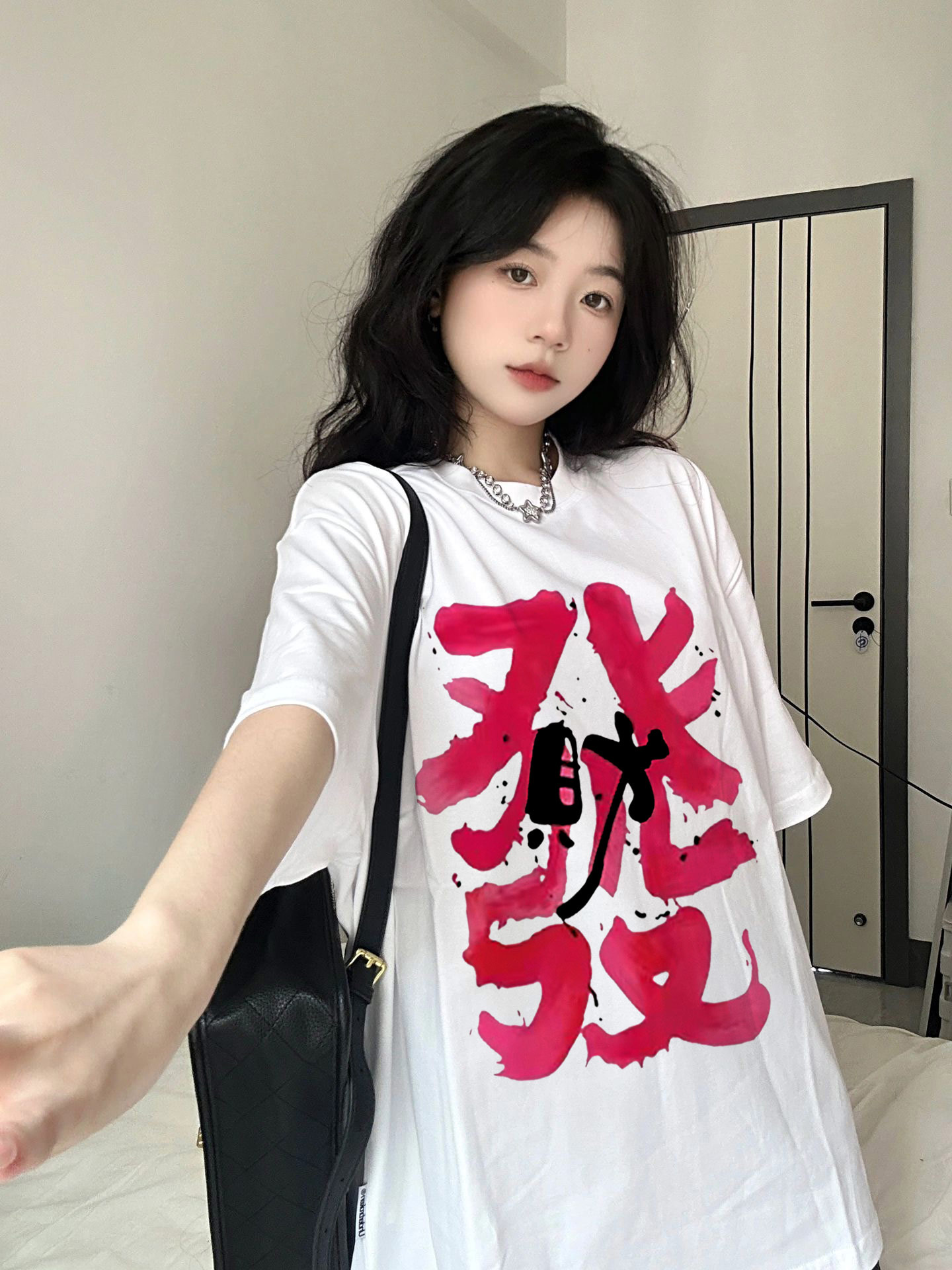 美式復古設計純棉寬鬆短袖t恤女夏季新款別致oversize上衣