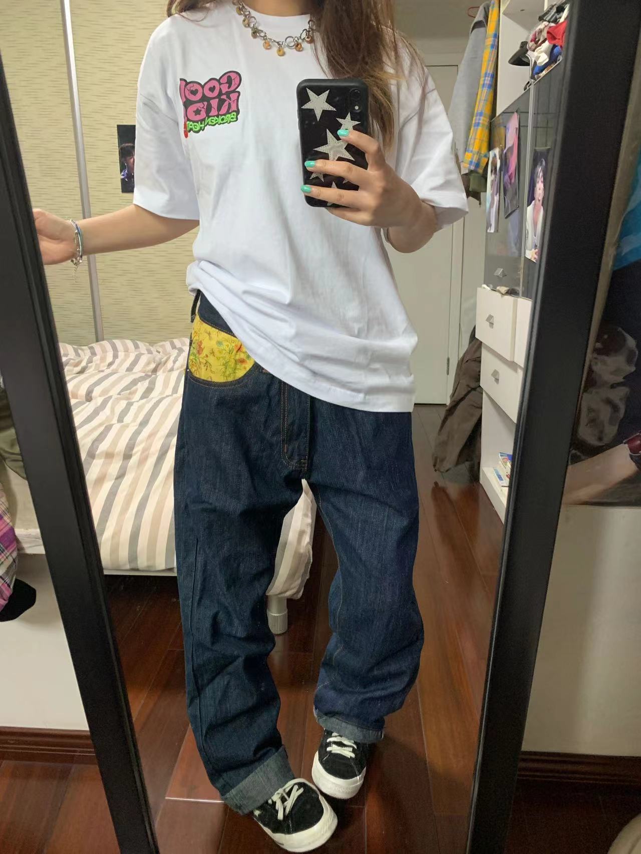 高質量純棉220克精梳緊密手感好直播品質前印花短袖t恤女