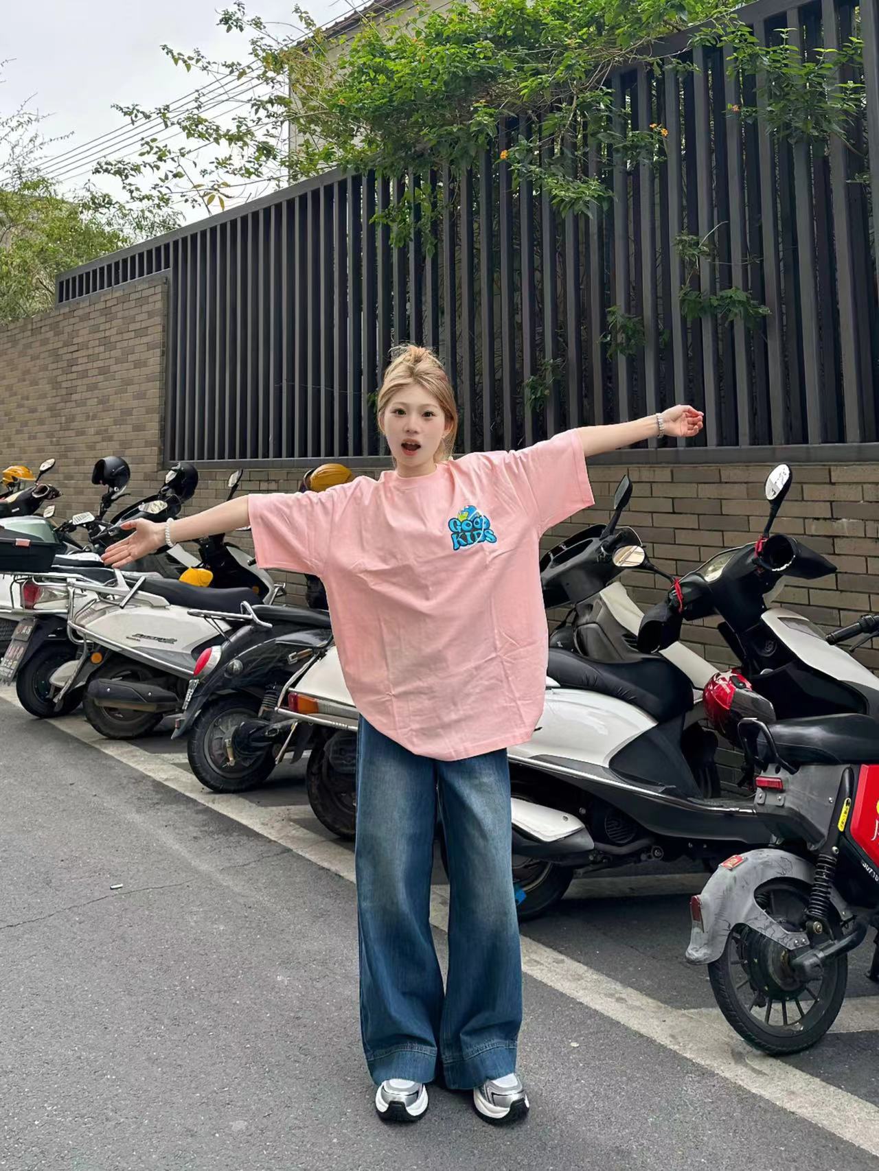高質量純棉220克精梳緊密手感好直播品質前後印花短袖t恤女