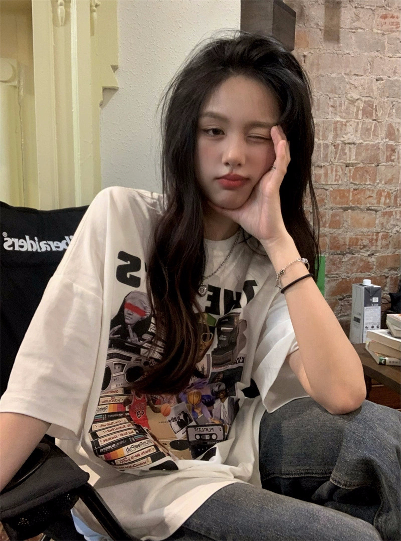 官圖220克/精梳純棉後包領有縫邊S-XXXL夏裝短袖T恤女